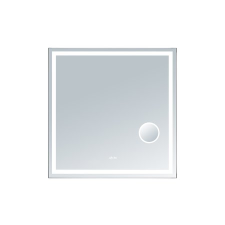 INNOCI-USA Eros 40 in. W x 40 in. H Square LED Mirror with Built-in Controls, Cosmetic Mirror and Clock 63434040